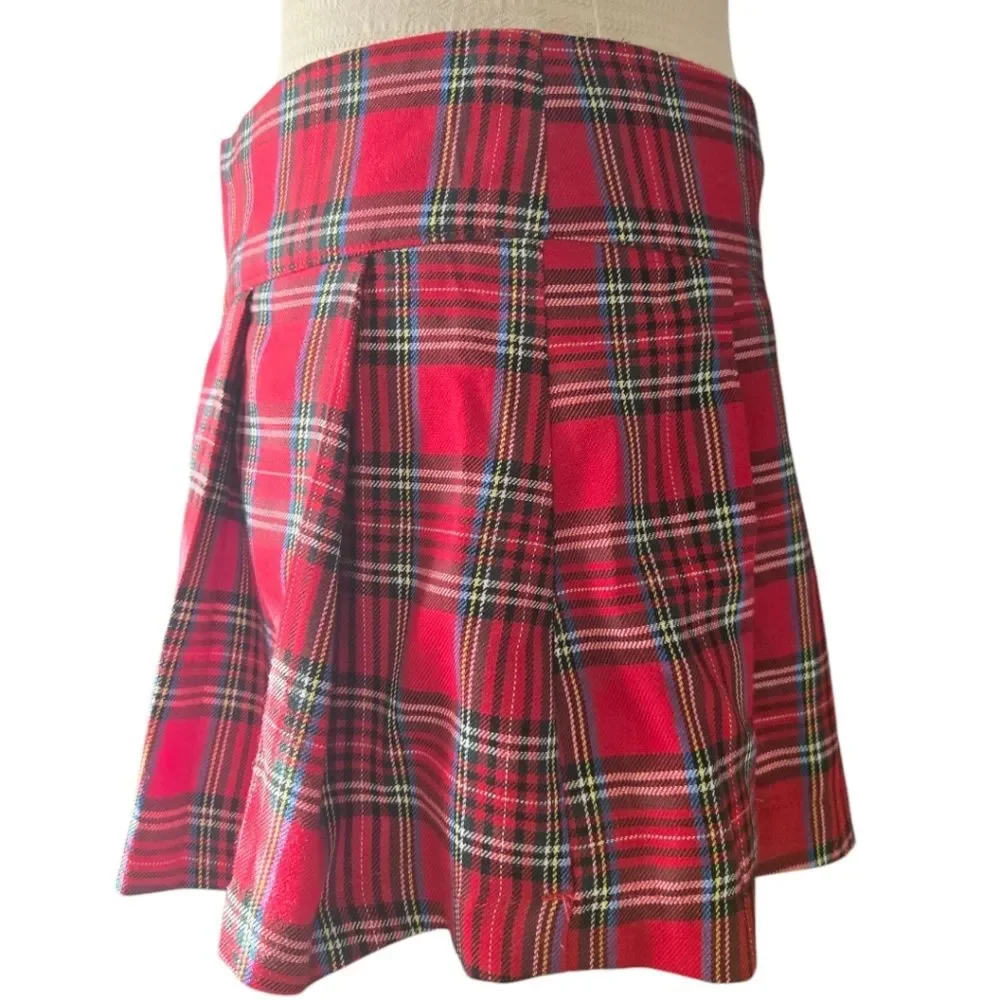 Hot Topic Red Plaid Mini Skater Skirt - L
